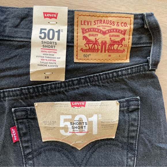 Levi's Black Women's Jean Short Shorts - Picture 6 of 9